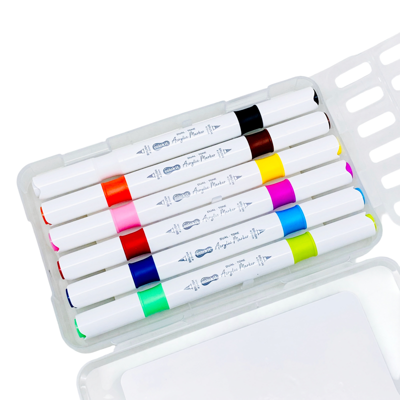 Bút Màu Colokit Acrylic 2 Đầu 2 Màu ACM-C028 12 Màu