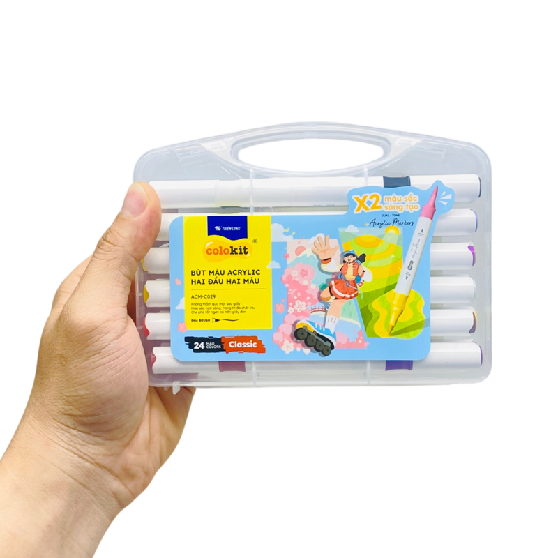 Bút Màu Colokit Acrylic 2 Đầu 2 Màu ACM-C029 (Hộp 24 Màu)