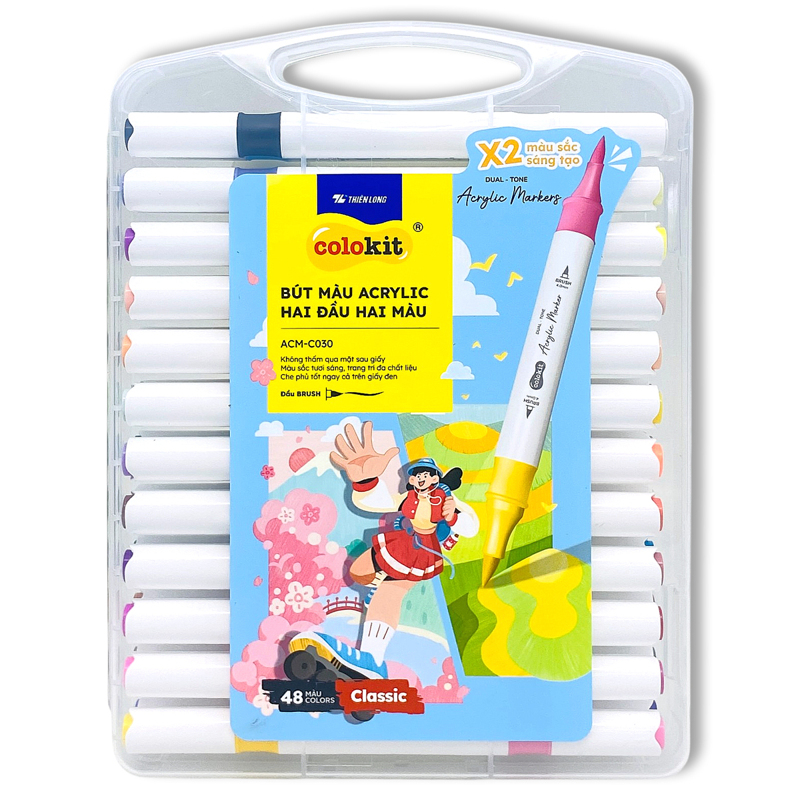 Hộp Bút Màu Colokit Acrylic 2 Đầu 2 Màu ACM-C030 48 Màu