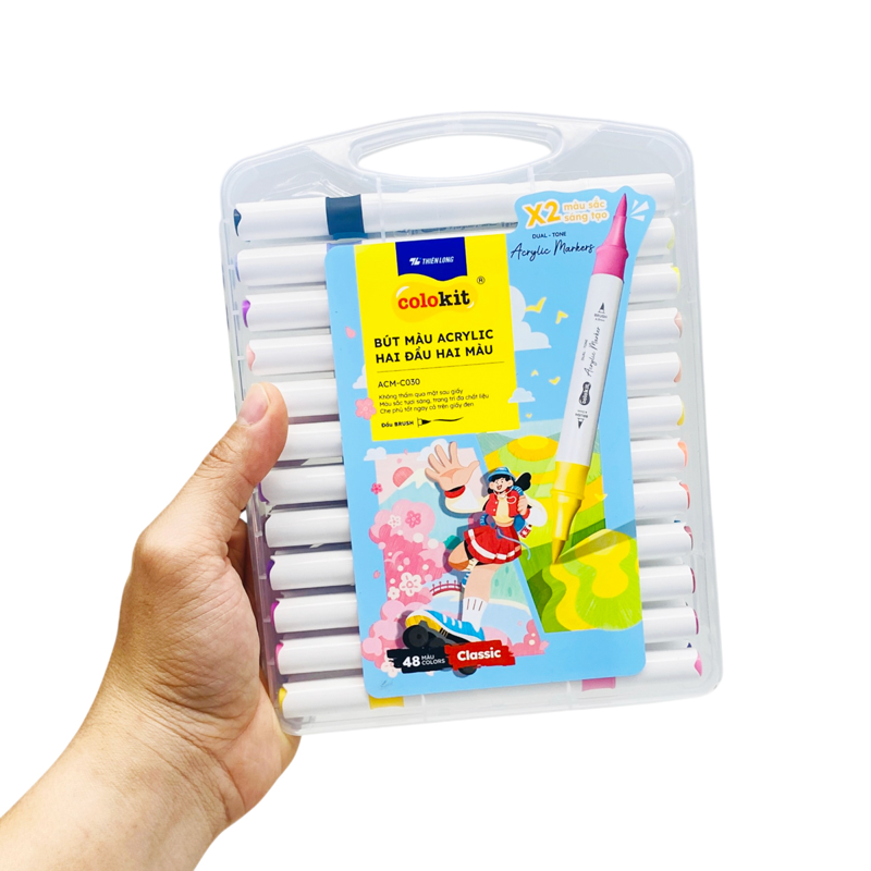 Hộp Bút Màu Colokit Acrylic 2 Đầu 2 Màu ACM-C030 48 Màu
