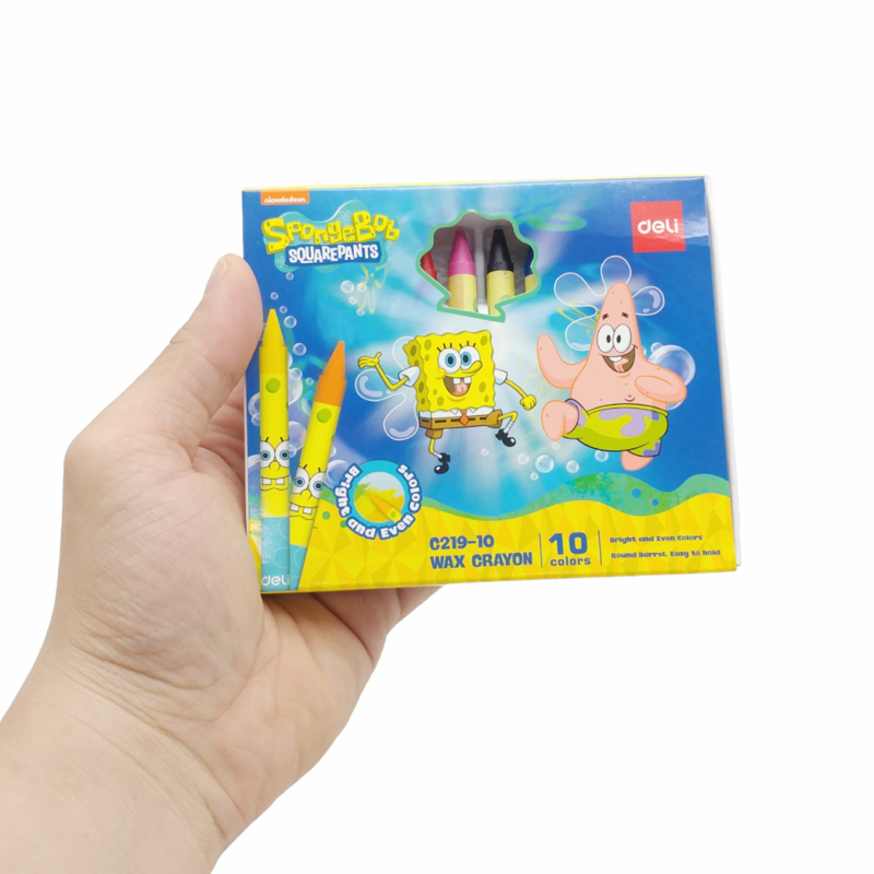 Deli - Hộp Bút Sáp 10 Màu Hình Bọt Biển EC219-10