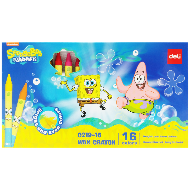 Deli - Hộp Bút Sáp 16 Màu Hình Bọt Biển EC219-16