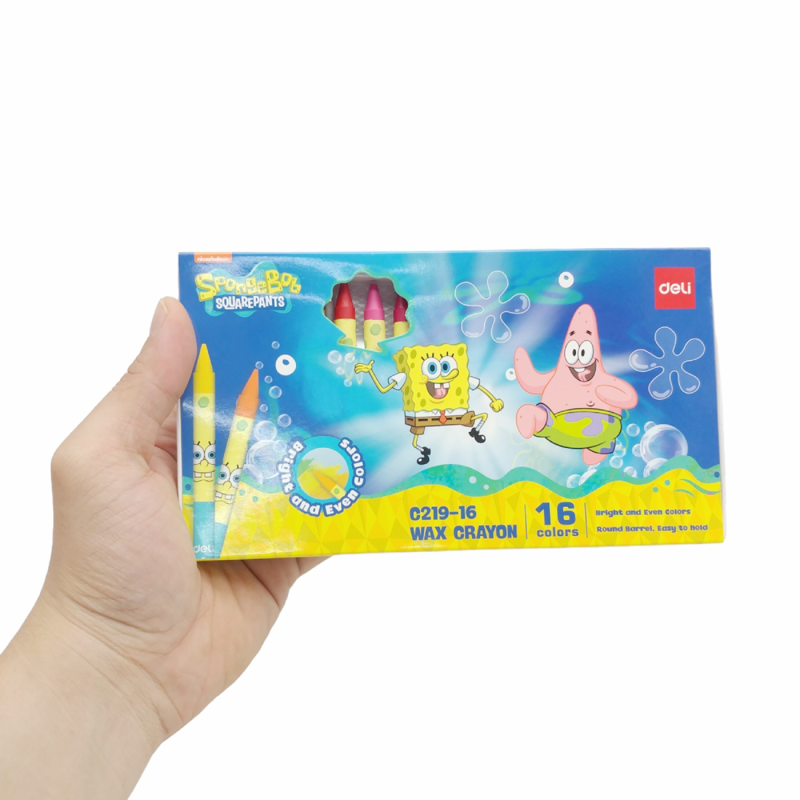 Deli - Hộp Bút Sáp 16 Màu Hình Bọt Biển EC219-16