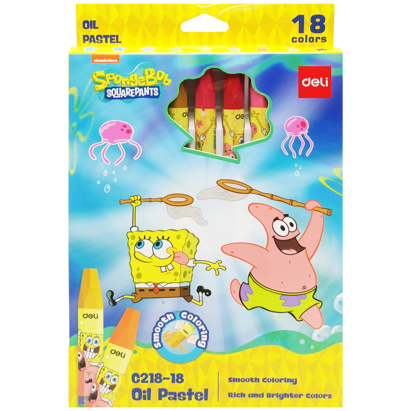 Deli - Hộp Bút Sáp 18 Màu Hình Bọt Biển EC218-18