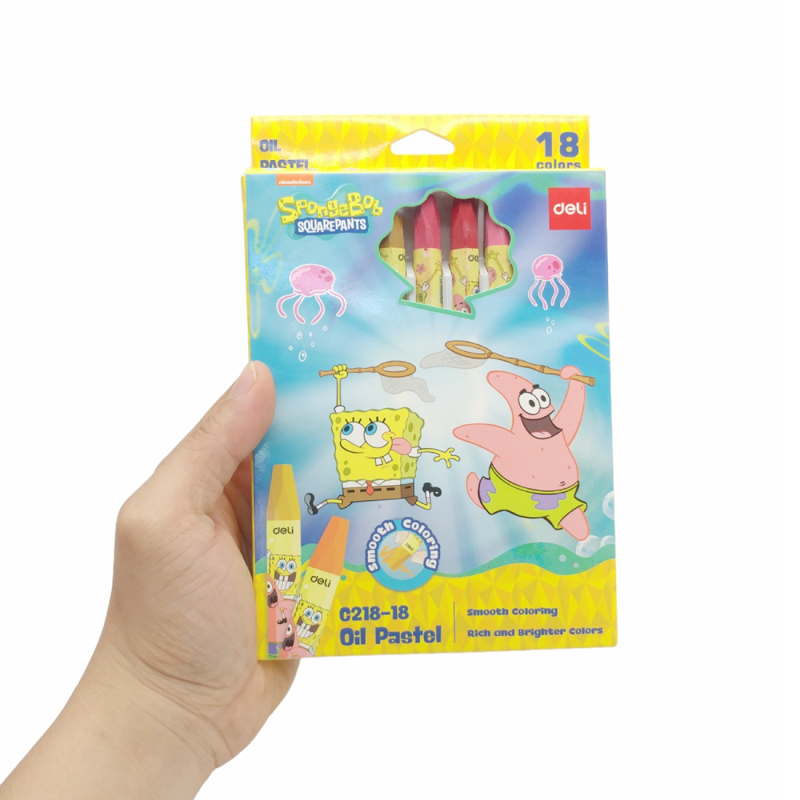 Deli - Hộp Bút Sáp 18 Màu Hình Bọt Biển EC218-18