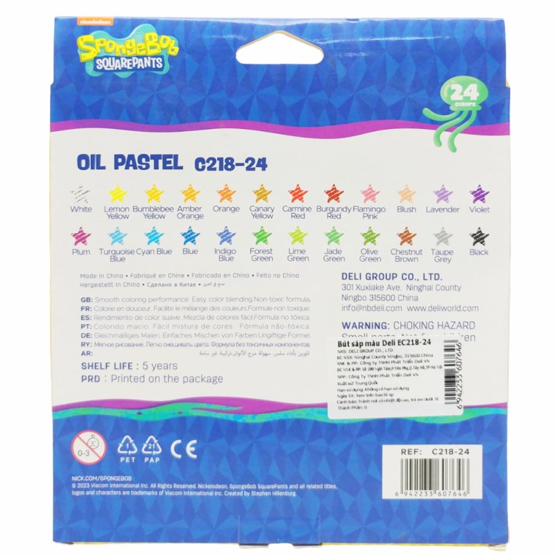 Deli - Hộp Bút Sáp 24 Màu Hình Bọt Biển EC218-24
