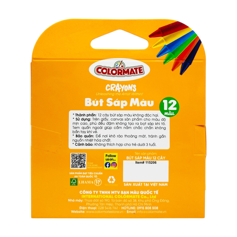 Colormate - Hộp 12 Bút Sáp Màu 115206