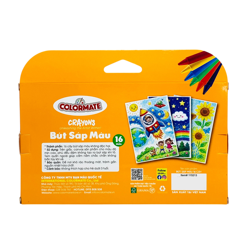 Colormate - Hộp 16 Bút Sáp Màu 115213