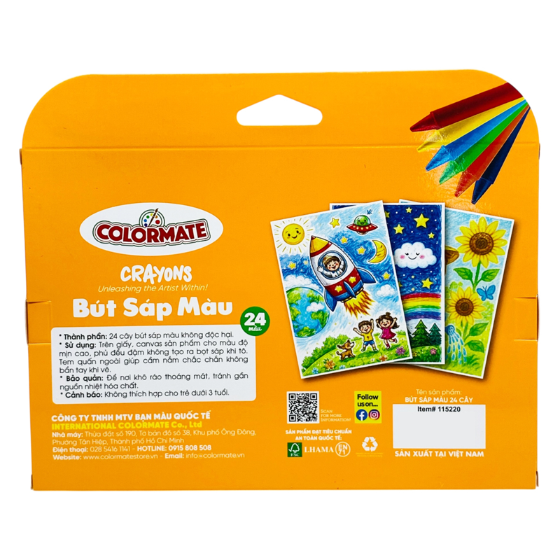 Colormate - Hộp 24 Bút Sáp Màu 115220