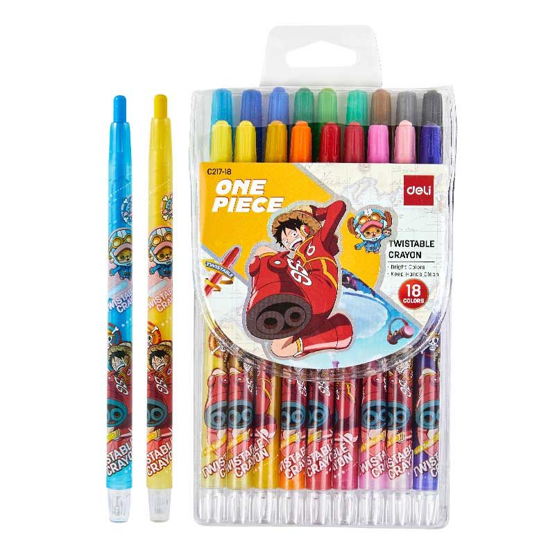 Deli Bút Sáp Vặn Thân Dài One Piece EC217-18 (Hộp 18 màu)