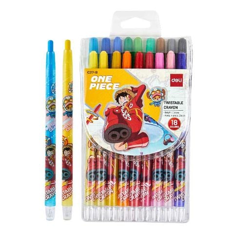Deli Bút Sáp Vặn Thân Dài One Piece EC217-18 (Hộp 18 màu)