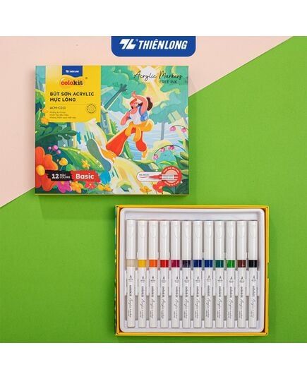 Hộp 12 Bút Sơn Mực Lỏng Thiên Long Acrylic Markers ACM-C011