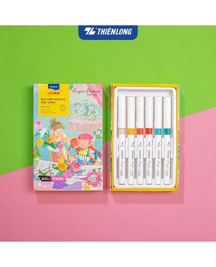 Hộp 6 Bút Sơn Mực Lỏng Thiên Long Pastel Acrylic Markers ACM-C013