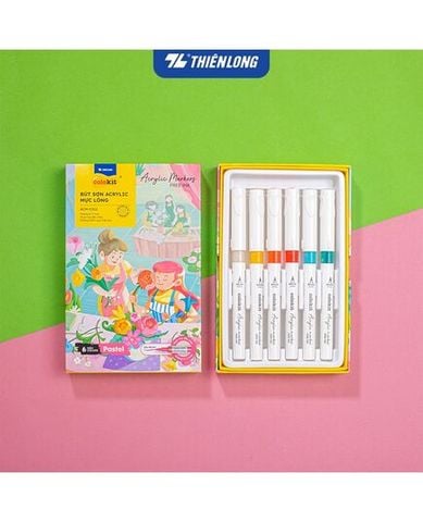 Hộp 6 Bút Sơn Mực Lỏng Thiên Long Pastel Acrylic Markers ACM-C013