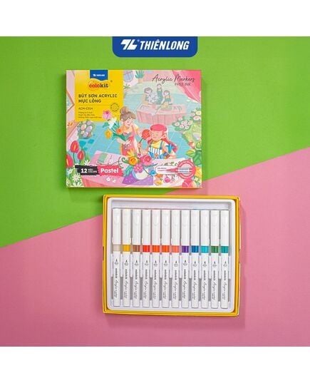 Hộp 12 Bút Sơn Mực Lỏng Thiên Long Pastel Acrylic Markers ACM-C014