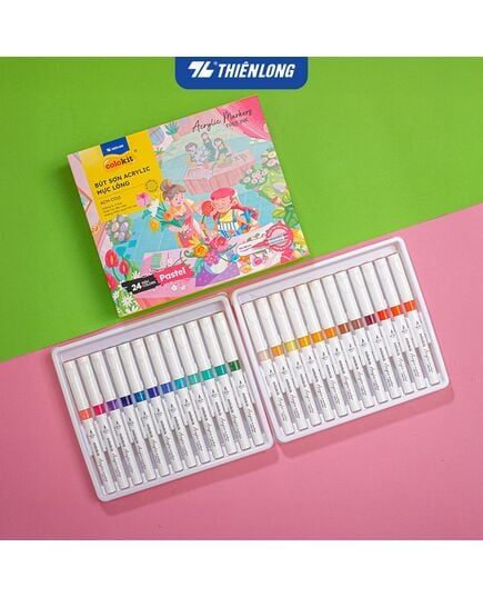 Hộp 24 Bút Sơn Mực Lỏng Thiên Long Pastel Acrylic Markers ACM-C015