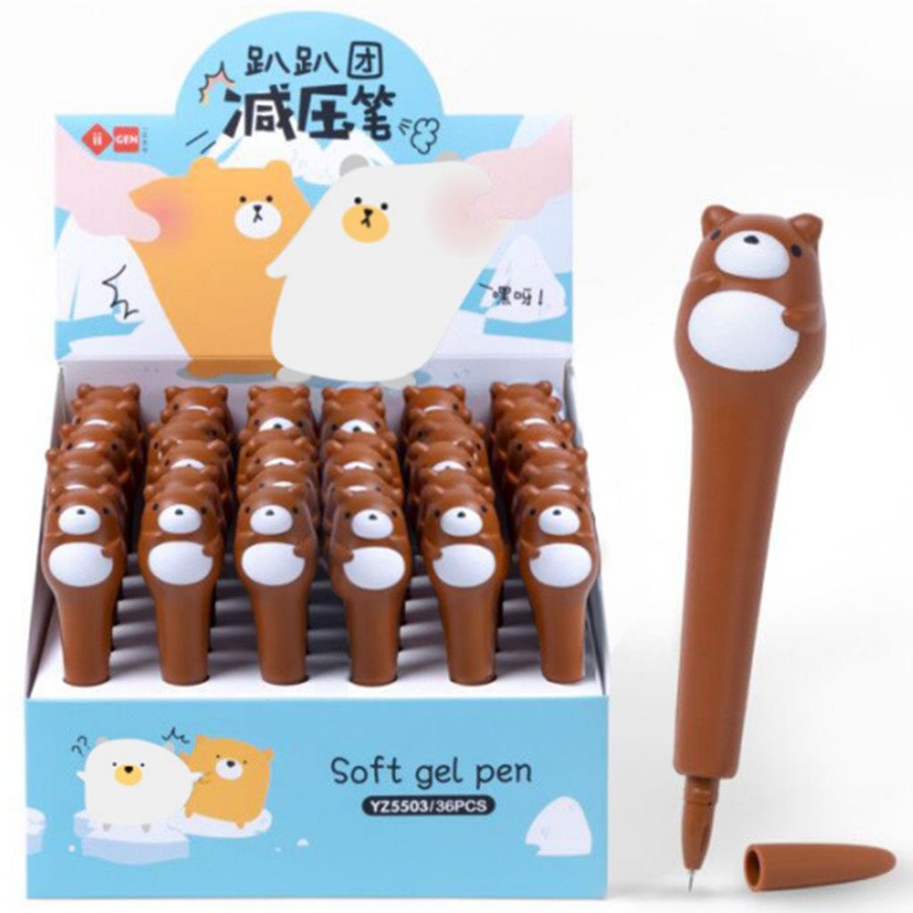Viết Gel Squishy Đen 0.5Mm Gấu (II-GEN) YZ5503