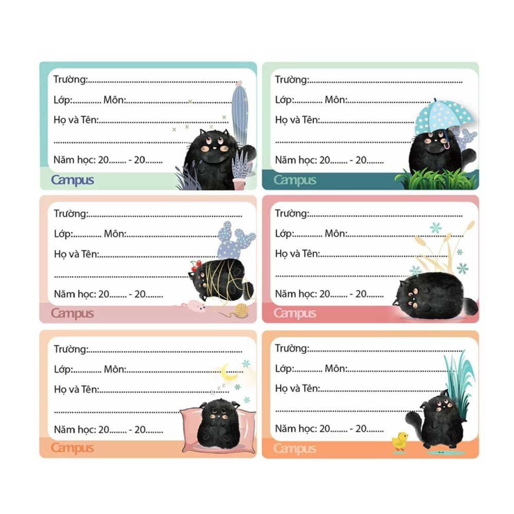 Campus - Nhãn Tập Học Sinh Meow (Xấp 18 cái)