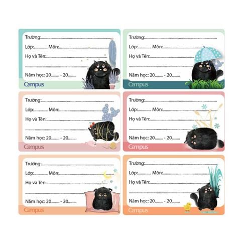Campus - Nhãn Tập Học Sinh Meow (Xấp 18 cái)