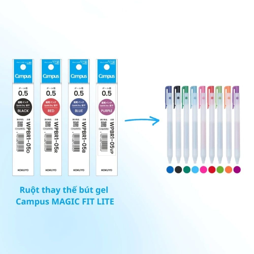 Campus - Ruột Bút Magic Fit Lite Mực Xanh 0.5mm WPBR1-05B