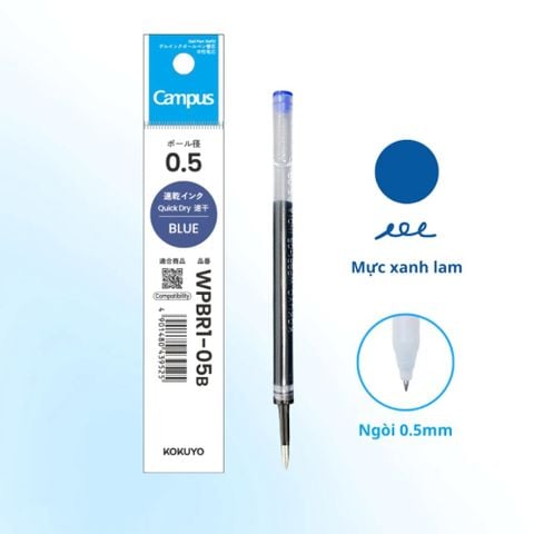 Campus - Ruột Bút Magic Fit Lite Mực Xanh 0.5mm WPBR1-05B