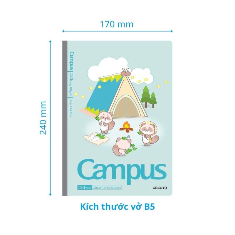 Tập Sinh Viên 120tr Campus - Animals Camp B5 DL100gsm 4oly NB-B5OL120AC-V (Giao mẫu ngẫu nhiên)