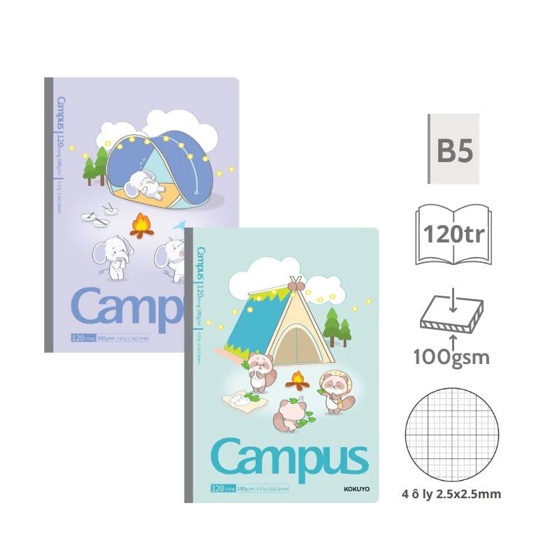 Tập Sinh Viên 120tr Campus - Animals Camp B5 DL100gsm 4oly NB-B5OL120AC-V (Giao mẫu ngẫu nhiên)