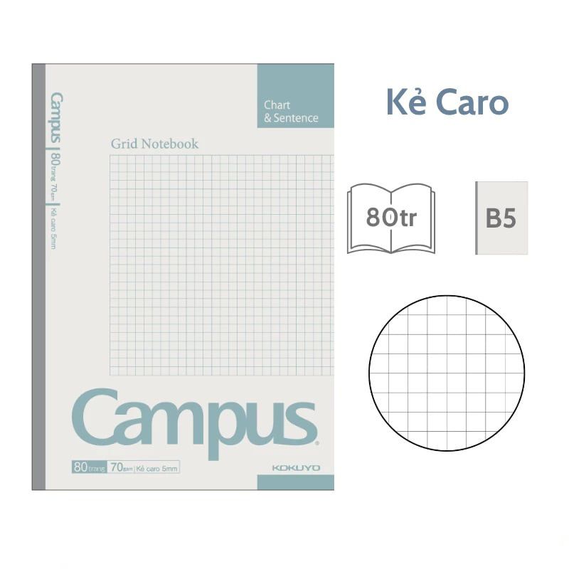 Tập Sinh Viên 80tr Campus – Basic B5 DL70gsm Caro NB-B5G80BS-JP