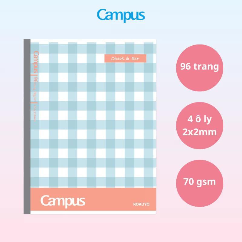 Tập Học Sinh 96tr Campus – Check & Bar A5 DL70gsm 4oly NB-A5OL96CB-B (Giao mẫu ngẫu nhiên)