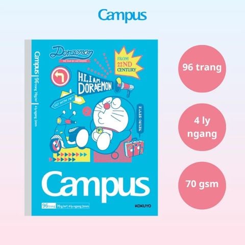 Tập Học Sinh 96tr Campus – Doraemon A5 DL70gsm 4 Ly Ngang NB-A5LY96DOR-06 (Giao mẫu ngẫu nhiên)