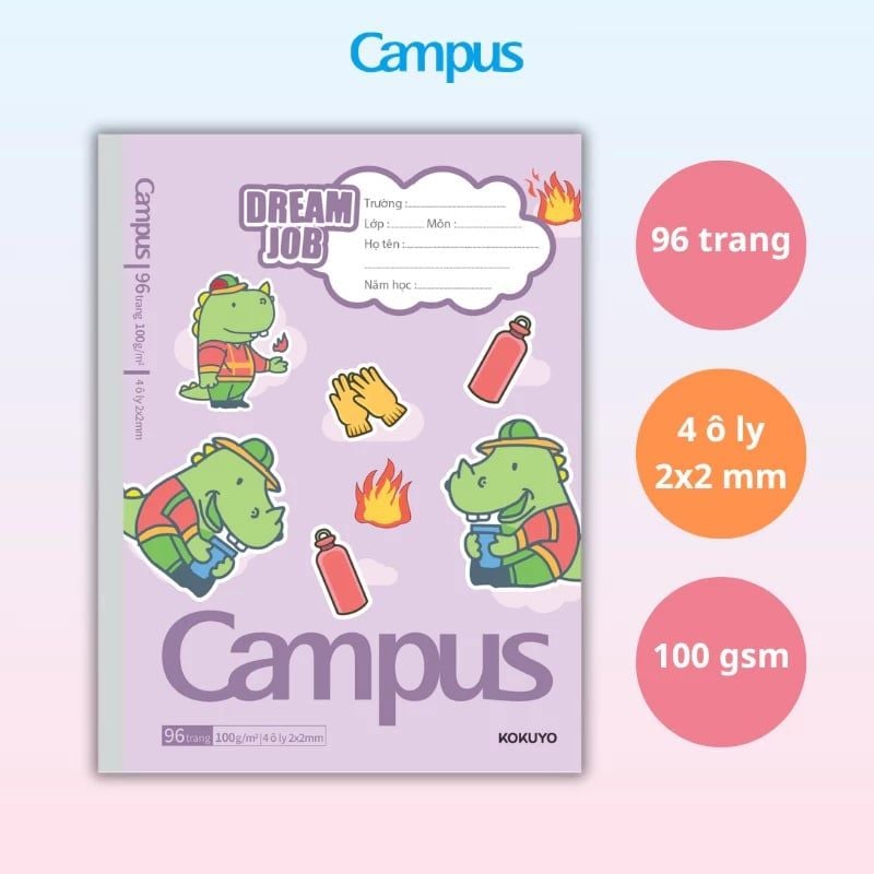 Tập Học Sinh 96tr Campus – Dream Job A5 DL100gsm 4oly NB-A5OL96DJ-01 (Giao mẫu ngẫu nhiên)