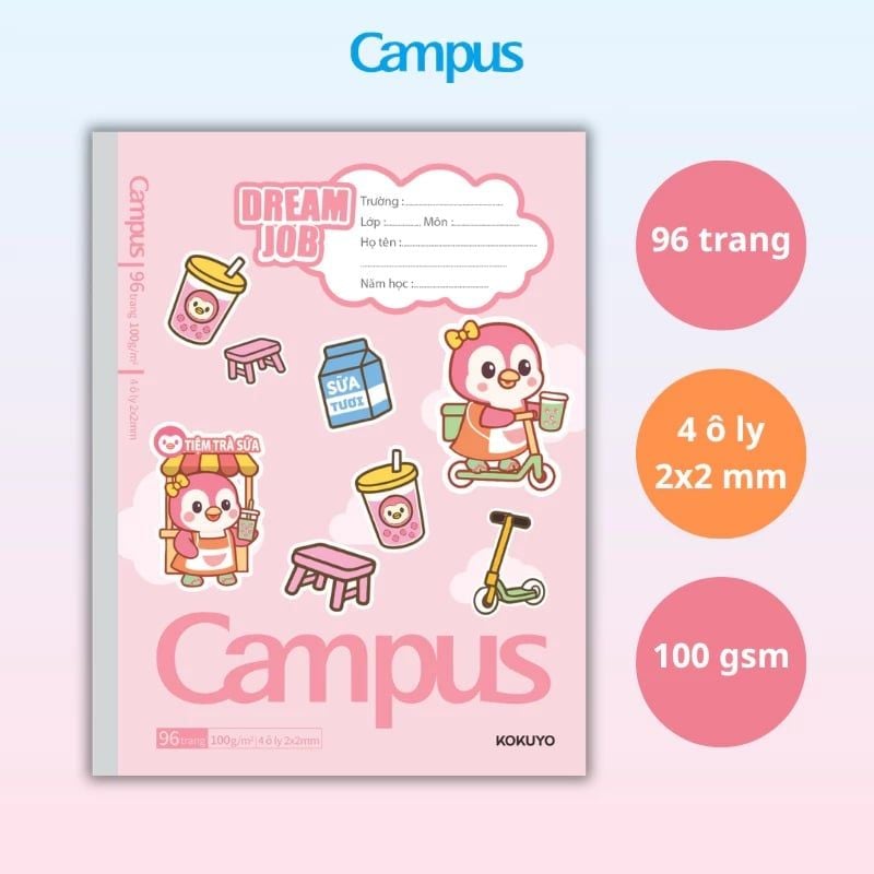 Tập Học Sinh 96tr Campus – Dream Job A5 DL100gsm 4oly NB-A5OL96DJ-01 (Giao mẫu ngẫu nhiên)