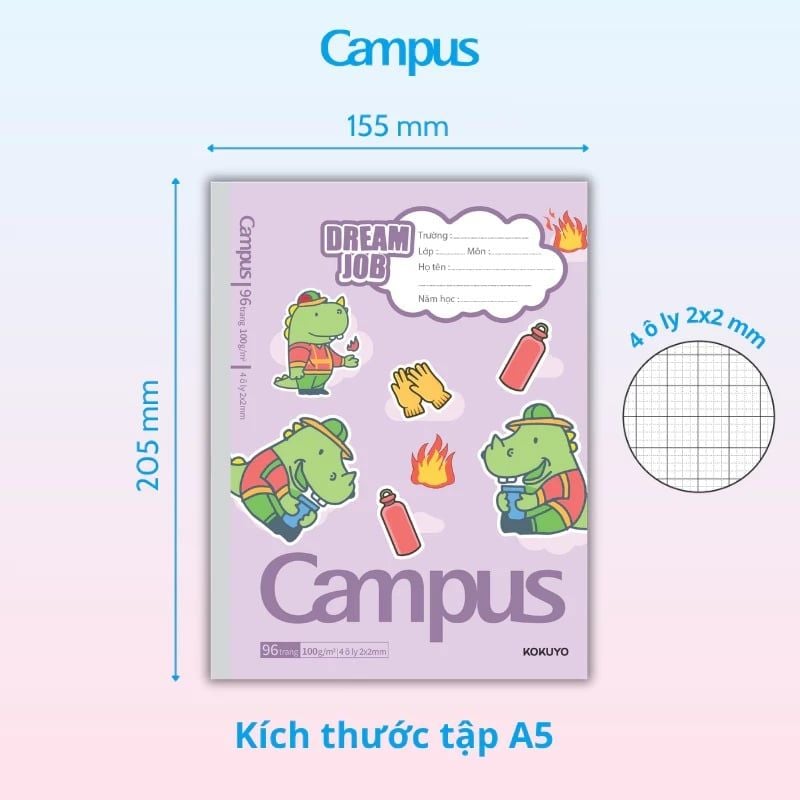 Tập Học Sinh 96tr Campus – Dream Job A5 DL100gsm 4oly NB-A5OL96DJ-01 (Giao mẫu ngẫu nhiên)