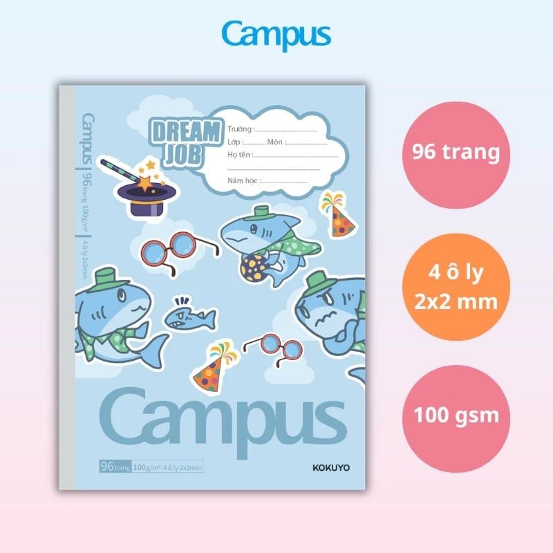 Tập Học Sinh 96tr Campus – Dream Job A5 DL100gsm 4oly NB-A5OL96DJ-01 (Giao mẫu ngẫu nhiên)