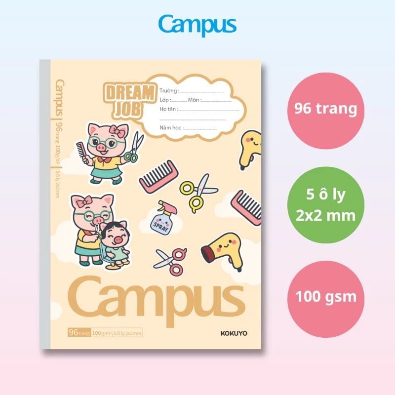 Tập Học Sinh 96tr Campus – Dream Job A5 DL100gsm 5oly NB-A5OL96DJ-03 (Giao mẫu ngẫu nhiên)