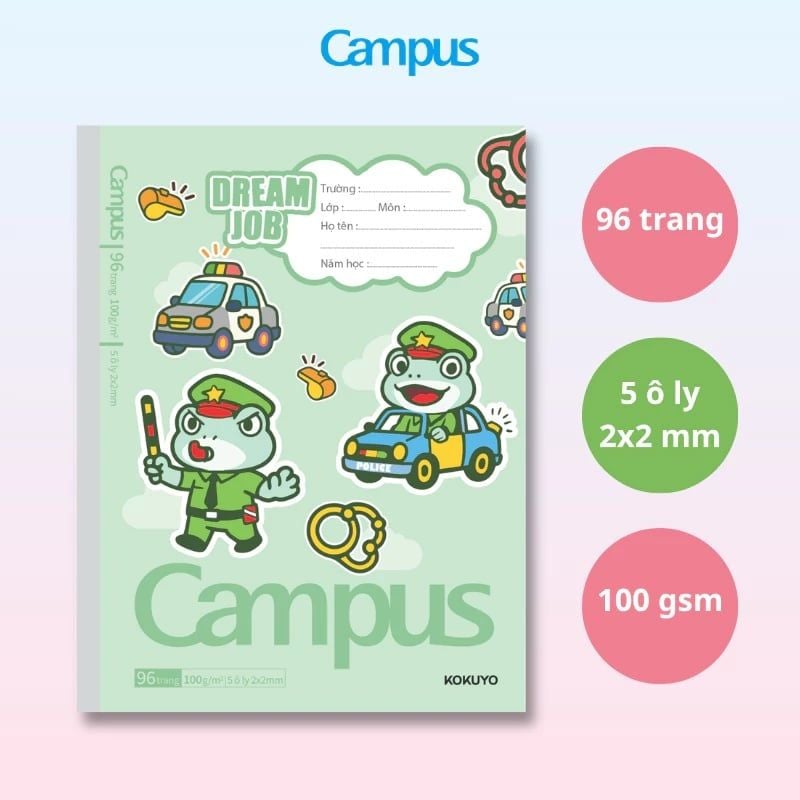 Tập Học Sinh 96tr Campus – Dream Job A5 DL100gsm 5oly NB-A5OL96DJ-04 (Giao mẫu ngẫu nhiên)