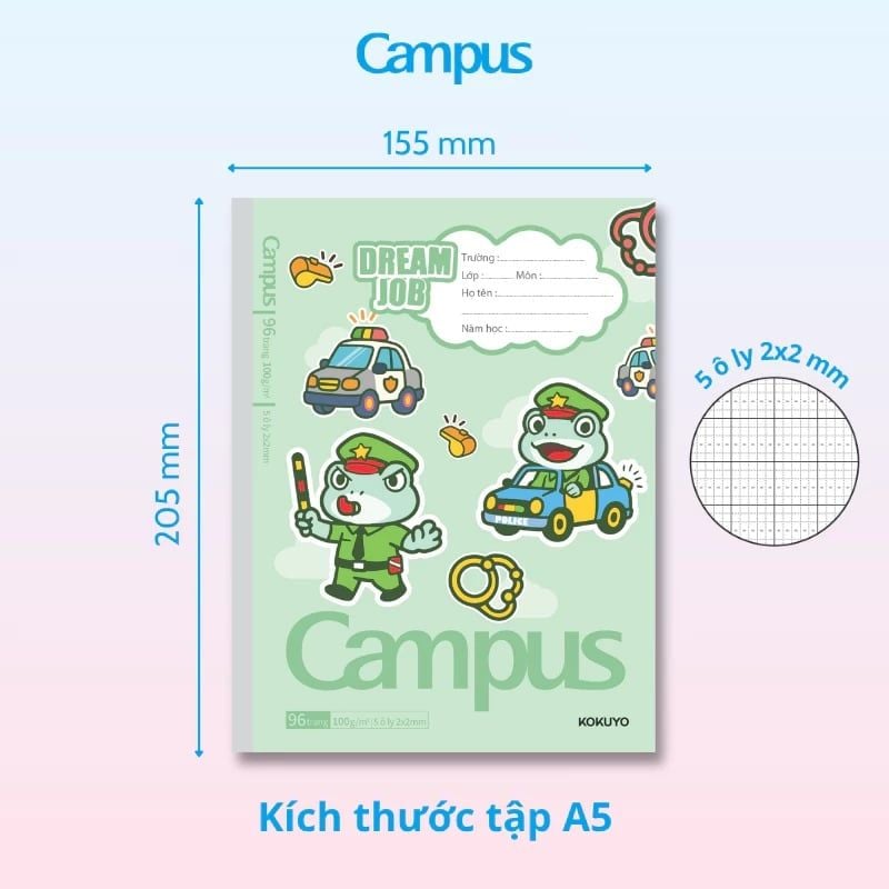 Tập Học Sinh 96tr Campus – Dream Job A5 DL100gsm 5oly NB-A5OL96DJ-07 (Giao mẫu ngẫu nhiên)
