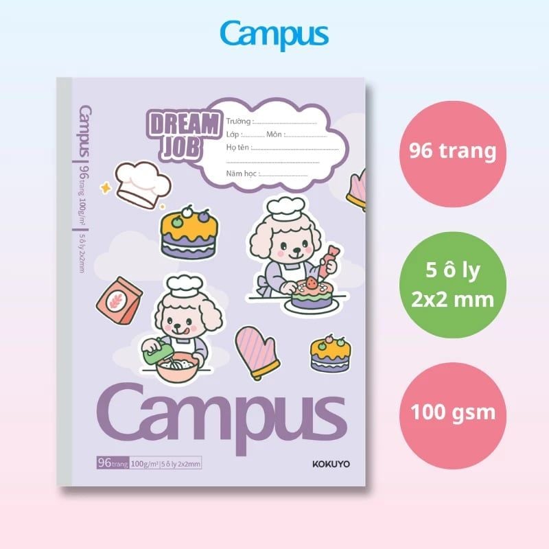 Tập Học Sinh 96tr Campus – Dream Job A5 DL100gsm 5oly NB-A5OL96DJ-07 (Giao mẫu ngẫu nhiên)