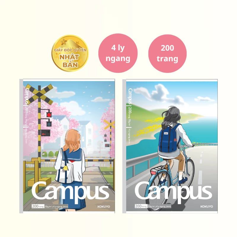 Tập Sinh Viên 200tr Campus - Girl's Back View B5 DL70gsm 4 Ly Ngang NB-B5LY200GBV-02 (Giao mẫu ngẫu nhiên)