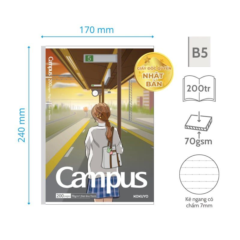 Tập Sinh Viên 200tr Campus – Girl's Back View B5 DL70gsm 4oly NB-B5OL200GBV-04 (Giao mẫu ngẫu nhiên)