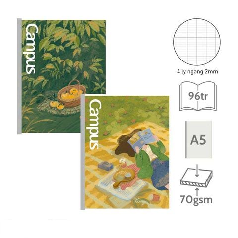 Tập Học Sinh 96tr Campus – Healing A5 DL70gsm 4 Ly Ngang AHEA96 (Giao mẫu ngẫu nhiên)