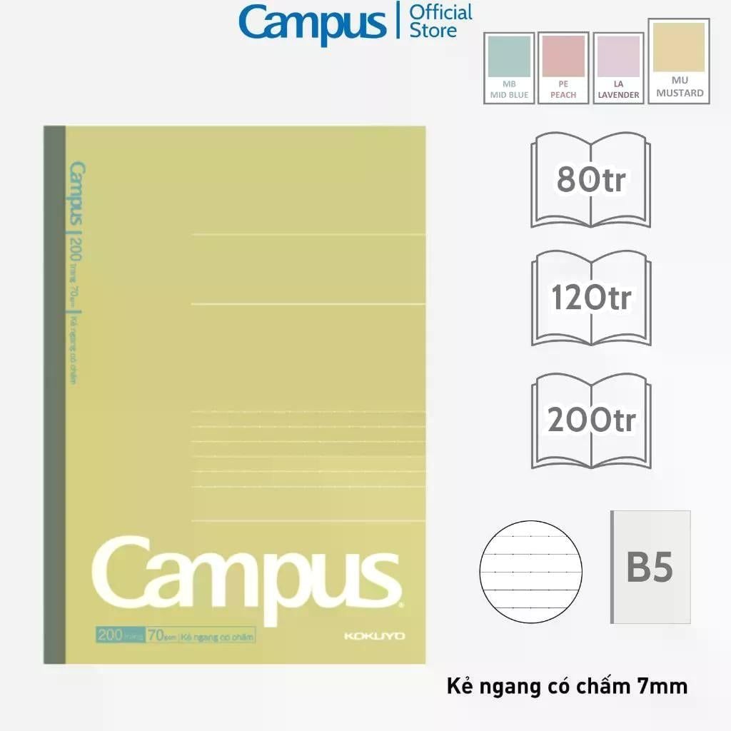 Tập Học Sinh 200tr Campus – Kusumi A5 DL70gsm Kẻ Ngang BKUS200 (Giao mẫu ngẫu nhiên)