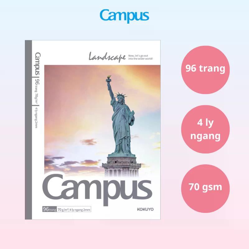Tập Học Sinh 96tr Campus – Landscape 2 A5 DL70gsm 4 Ly Ngang NB-A5LY96LAS-01 (Giao mẫu ngẫu nhiên)