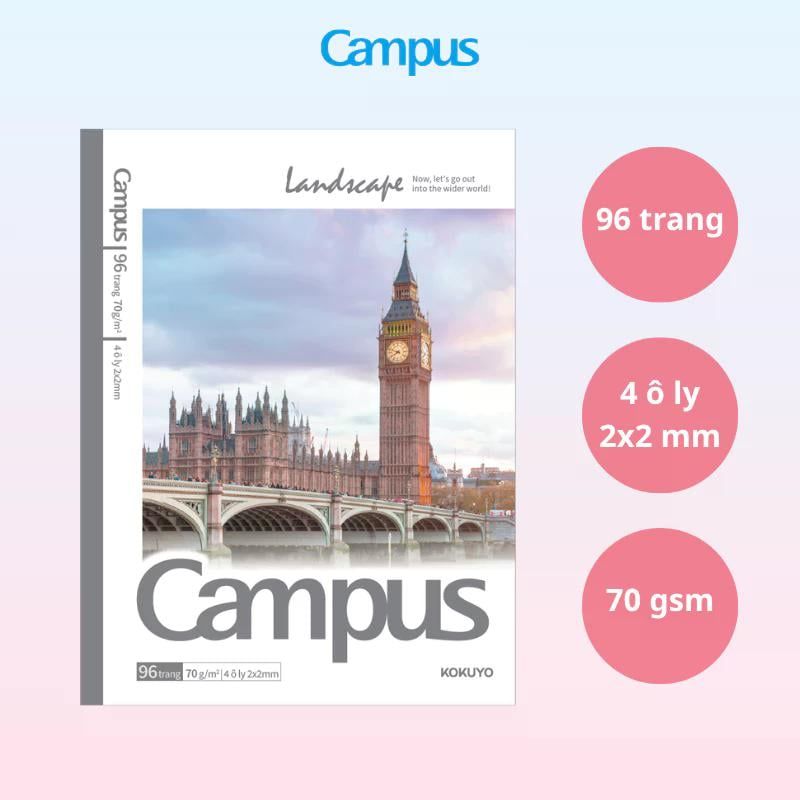 Tập Học Sinh 96tr Campus – Landscape 2 A5 DL70gsm 4oly NB-A5OL96LAS-03 (Giao mẫu ngẫu nhiên)