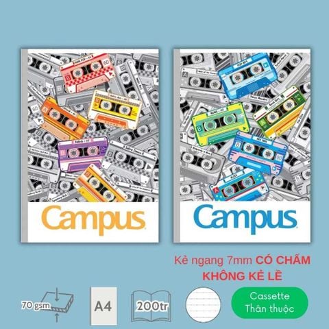 Campus – Tập Mixtape 200tr 70gsm Kẻ Ngang Có Chấm NB-A4MT200 (Giao mẫu ngẫu nhiên)