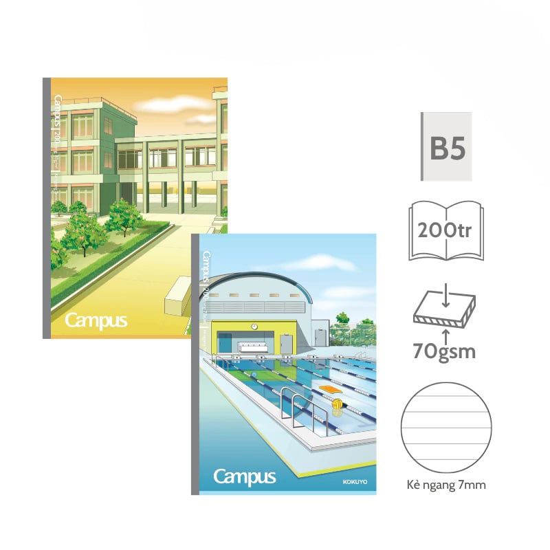 Tập Sinh Viên 200tr Campus – School B5 DL70gsm Kẻ Ngang NB-B5L200SCH-05 (Giao mẫu ngẫu nhiên)