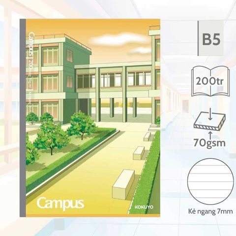 Tập Sinh Viên 200tr Campus – School B5 DL70gsm Kẻ Ngang NB-B5L200SCH-05 (Giao mẫu ngẫu nhiên)
