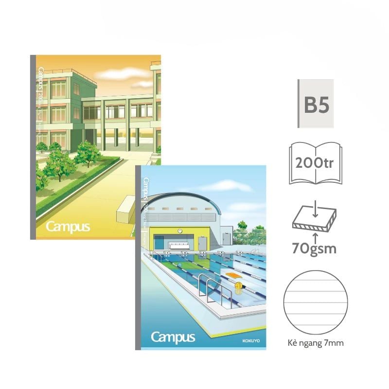 Tập Sinh Viên 200tr Campus – School B5 DL70gsm Kẻ Ngang NB-B5L200SCH-06 (Giao mẫu ngẫu nhiên)