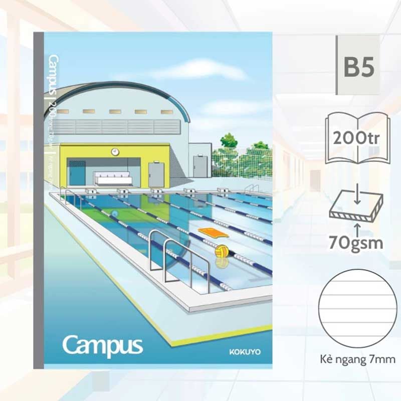 Tập Sinh Viên 200tr Campus – School B5 DL70gsm Kẻ Ngang NB-B5L200SCH-06 (Giao mẫu ngẫu nhiên)