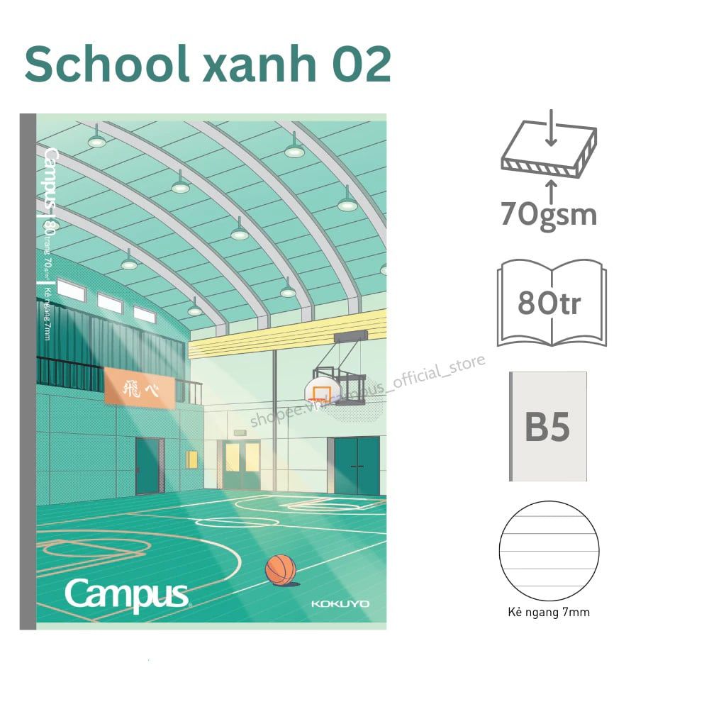 Tập Sinh Viên 80tr Campus – School B5 DL70gsm Kẻ Ngang NB-B5L80JF-01 (Giao mẫu ngẫu nhiên)